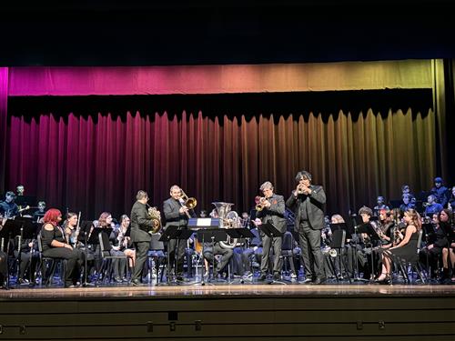 GC students perform with the Dallas Brass