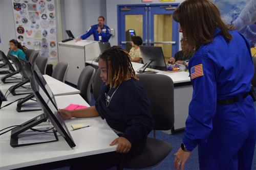 students at challenger center