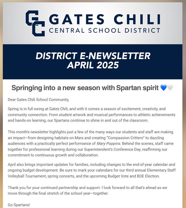  April E-newsletter
