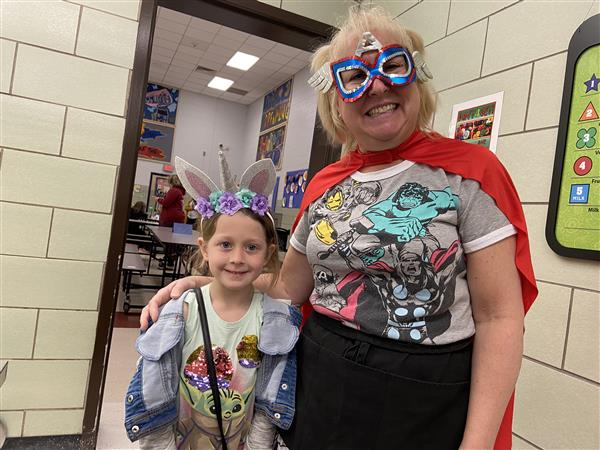 School nutrition employee and student